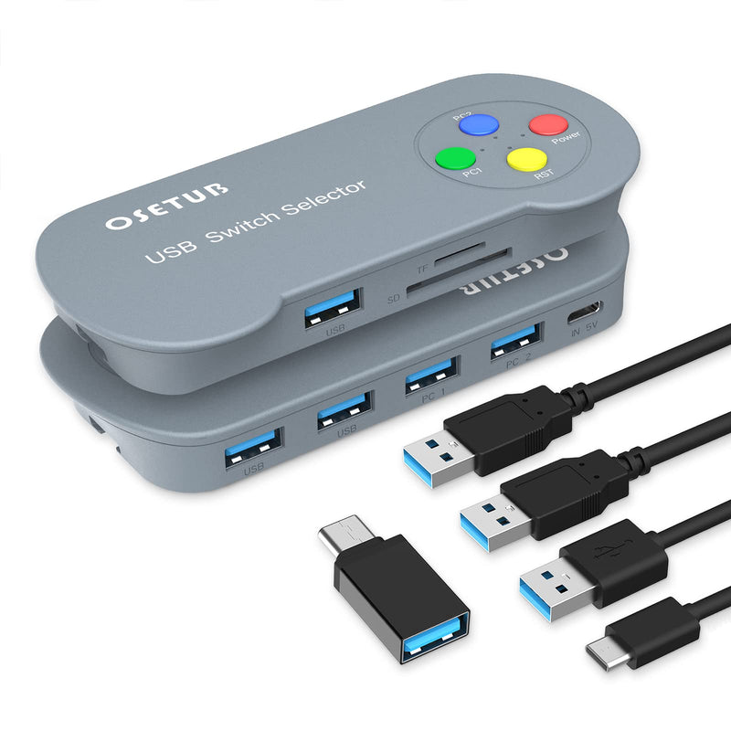  [AUSTRALIA] - USB 3.0 Switch, USB 3.0 Switcher Selector 2 Computer Sharing 3 USB Devices with SD/TF Slot KVM Switch Hub with Slideway for PC, Printer, Scanner, Mouse, Keyboard 5 in 2 out USB 3.0 Switch