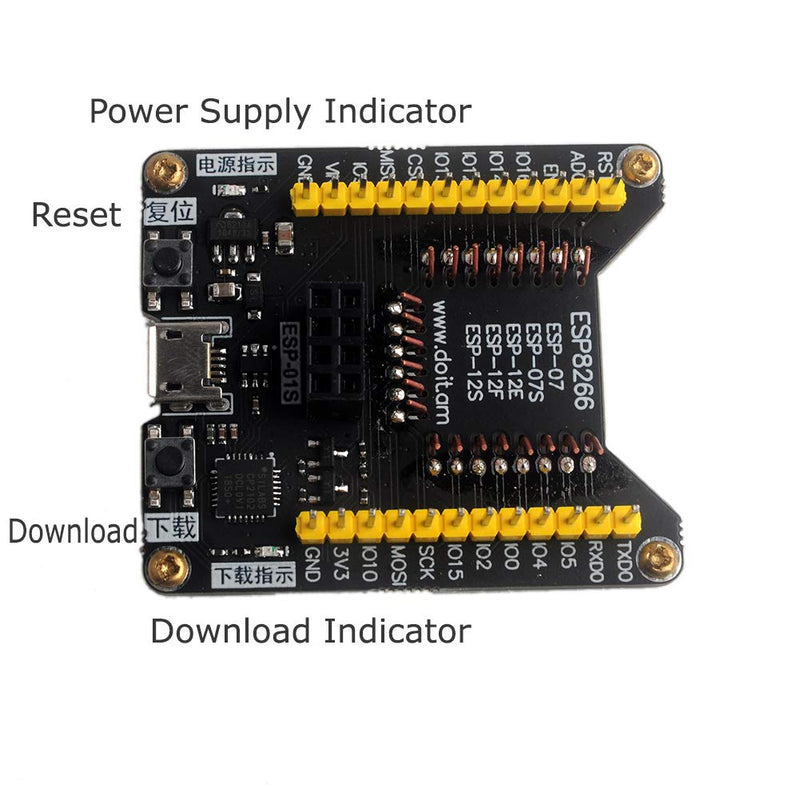  [AUSTRALIA] - Stemedu ESP8266 Test Board Code Burner Flash Downloader ESP8266 ESP-01S Serial WiFi Wireless Transceiver Module for Fixture Board (Pack of 5pcs)