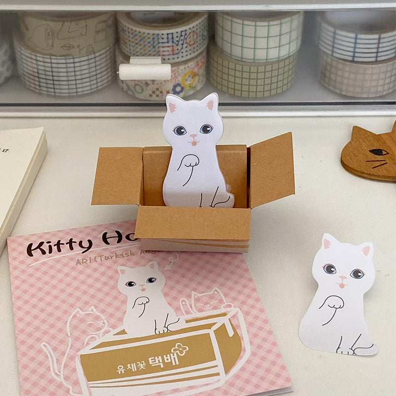  [AUSTRALIA] - Japanese Stationery Pens Set, Cat Cute Pens Cat Shaped Sticky Notes 6PCS Cat Gel Ink Pens 600 Sheet Mini Sticker Bookmark Page Flags Index Tab Reminder for Home School Office Cat Lovers