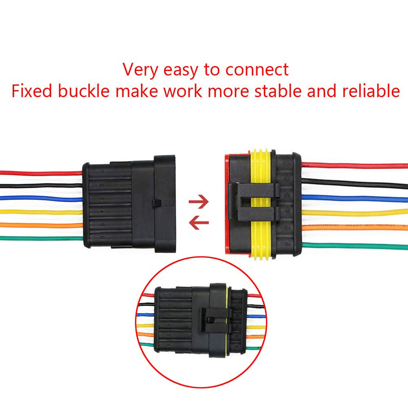  [AUSTRALIA] - ESUPPORT 6 Pin Way Car Auto Waterproof Electrical Connector Plug Socket Kit with Wire AWG Gauge Marine Pack of 10