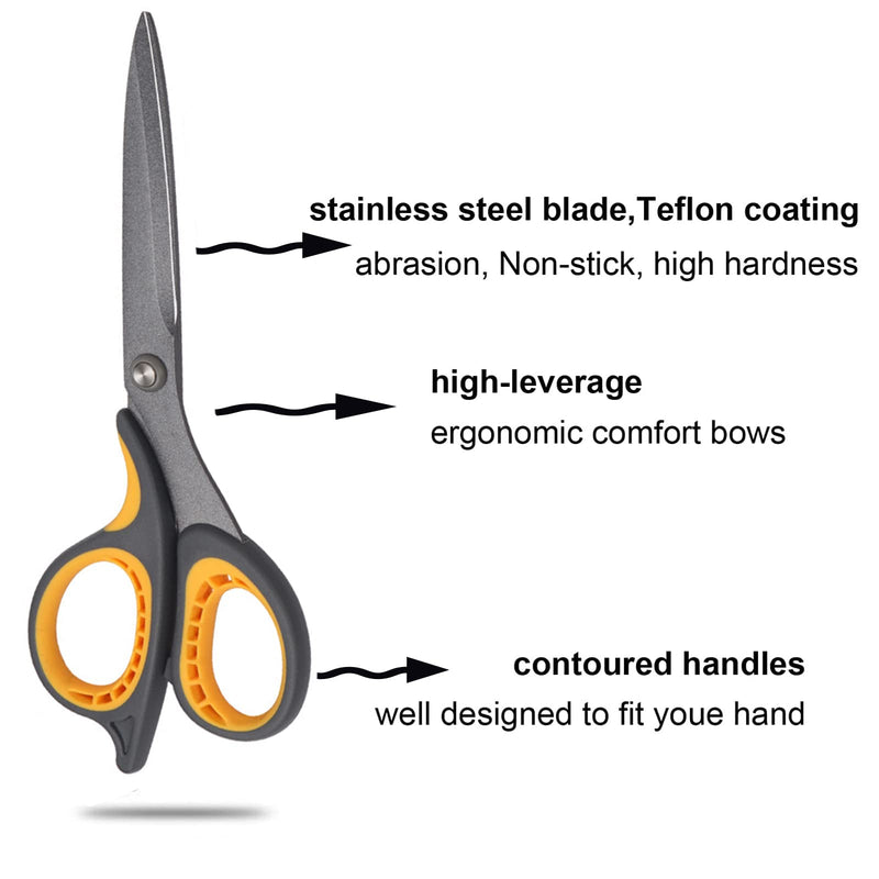  [AUSTRALIA] - 8.5" Titanium Non-Stick Scissors, Soft Comfort-Grip Handles Sharp Titanium Coating Blades for home, office and DIY School,2 pack