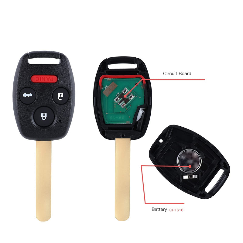  [AUSTRALIA] - Keyless Entry Remote Uncut Car Ignition Key Fob Replacement for Vehicles 2003-2007 Honda Accord That Use 4 Buttons OUCG8D-380H-A 35111-SHJ-305 ID46 Chip,Set of 2