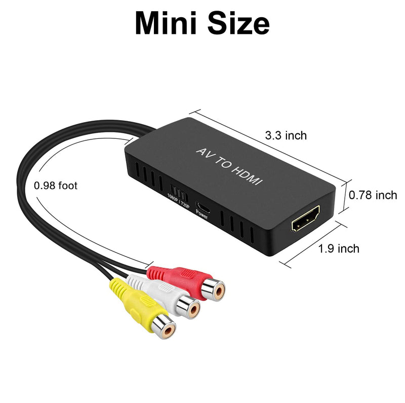  [AUSTRALIA] - RuiPuo RCA to HDMI Converter AV to HDMI Converter Composite to HDMI Adapter Support 1080P/ 720P Compatible with N64, PS one, PS2, PS3, STB, Xbox, VHS, VCR, Blue-Ray DVD Players TV and Projector…