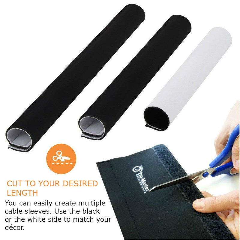  [AUSTRALIA] - New Design PREMIUM 63'' Cable Management Sleeve, Best Cords Organizer System for TV Computer Office Home Entertainment, DIY Adjustable Black - White Cord Sleeves Wire Cover Concealer Wrap