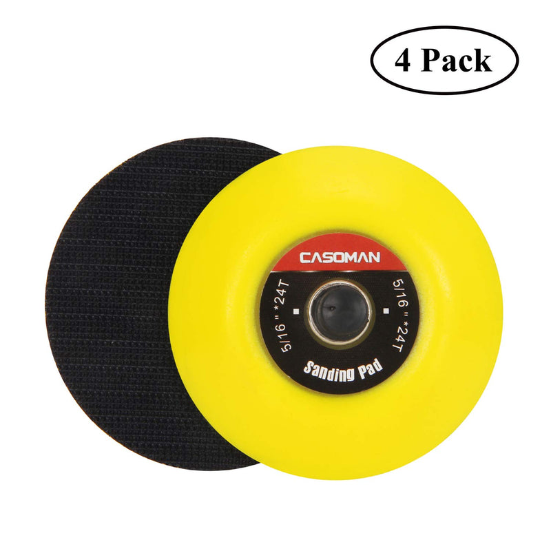  [AUSTRALIA] - CASOMAN 3-Inch Dual-Action Hook & Loop Fastener Flexible Backing Plate, 3"/ 75mm Polishing Pad with 5/16"-24 Threads, 4 PCS Set 3-inch with 5/16"-24 Threads