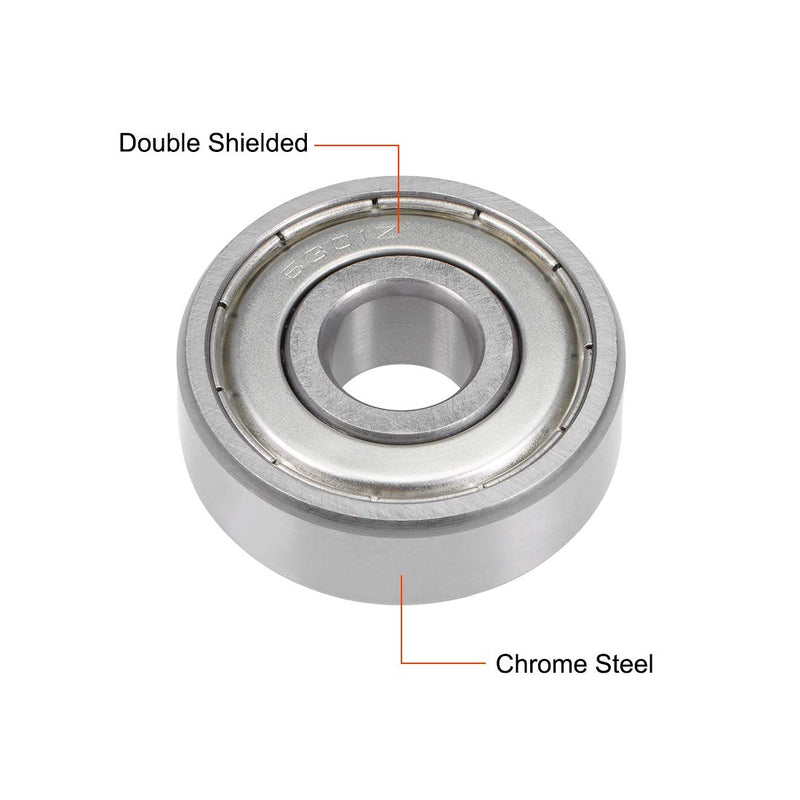  [AUSTRALIA] - uxcell 6301ZZ Deep Groove Ball Bearing 12x37x12mm Double Shielded Chrome Steel Bearings 5-Pack 12mmx37mmx12mm