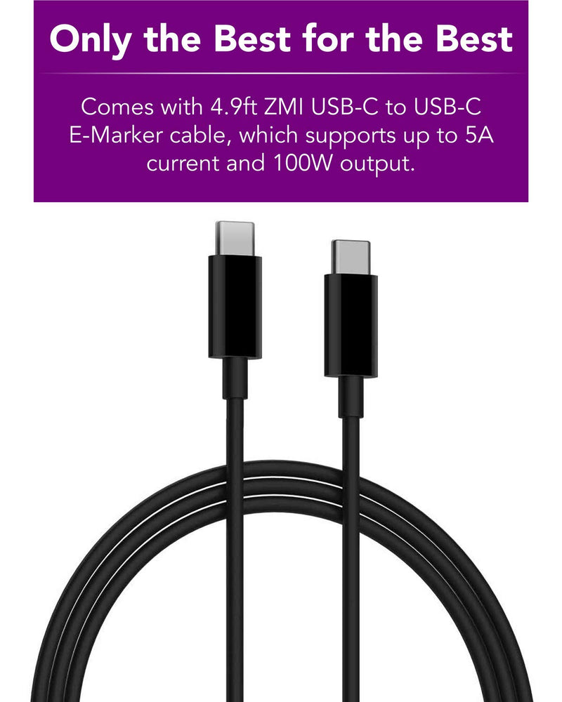  [AUSTRALIA] - ZMI zPower Turbo 65W USB-C PD Laptop Charger Power Adapter Compatible with Laptops Chargeable via USB-C (Not Compatible with Legacy Models with Barrel Charging Ports) - Black