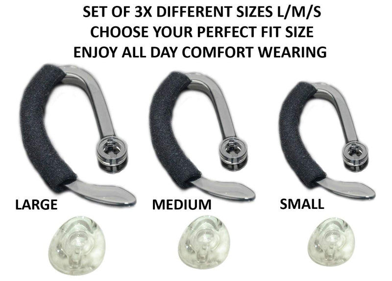  [AUSTRALIA] - 3X Same Size Replacement Earbuds Ear Tips + Ear Hook Loops + Foam Spare Fit Kit for Plantronics CS540 Savi W440 W740 W745 WH500 EarLoops EarHook Ear Bud Sleeve Part (Mixed L/M/S) Mixed L/M/S