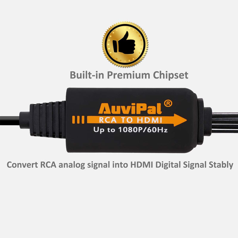 AuviPal RCA to HDMI Converter for Playing VHS/VCR/DVD Player/Game Consoles on Modern TV All-in-One 3RCA Composite AV to HDMI Video Adapter - LeoForward Australia