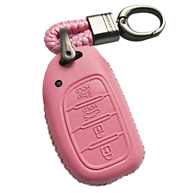  [AUSTRALIA] - Alegender Leather 4Btns Smart Key Fob Cover Case Keyless Remote Skin Jacket Protector Fits for 2016 2017 2018 Hyundai Tucson Elantra Sonata (NOT FIT Flip/Pop Out/Folding Key Pink