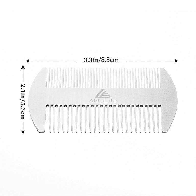 Metal Hair&Beard Comb - AhfuLife EDC Credit Card Size Comb Perfect for Wallet and Pocket - Anti-Static Dual Action Beard Comb - Presented in Gift Box (Stainless Steel Comb) Stainless Steel Comb - LeoForward Australia