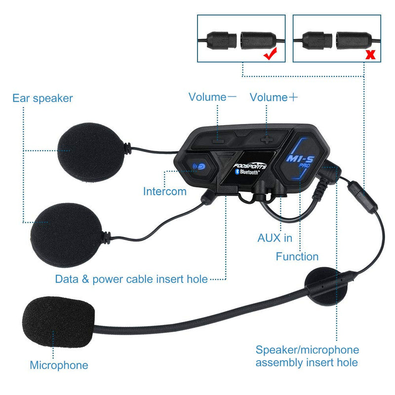  [AUSTRALIA] - Fodsports M1-S Pro Motorcycle Bluetooth Intercom (Speaker&Microphone)