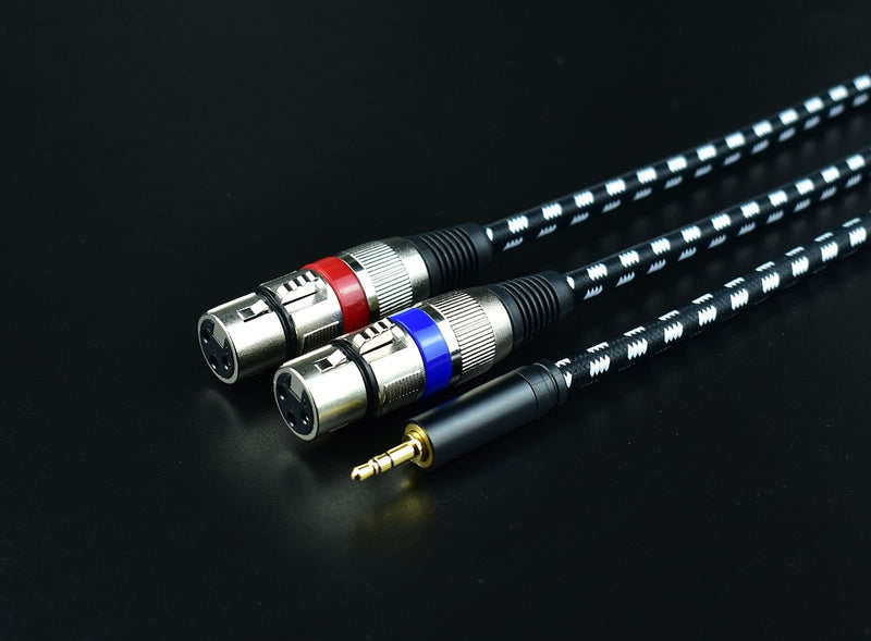  [AUSTRALIA] - Mugteeve Dual XLR Female to 3.5mm 1/8 Stereo Mic Cable, 2 XLR Y Splitter Cord to 1/8 Inch Mini Headphone Jack TRS Adapter,OFC Shield, for Mixer and PC Connection, Livestream, Broadcast-10Feet 10Feet