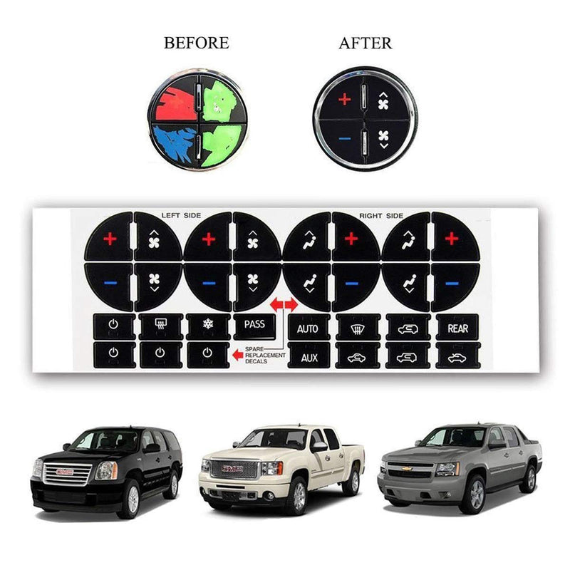  [AUSTRALIA] - traderplus 4PCS Replacement AC Control Dash Button Stickers for 2007-2015 GM GMC Denali Acadia Tahoe Chevy Silverado Chevrolet Buick Saturn SUV Truck