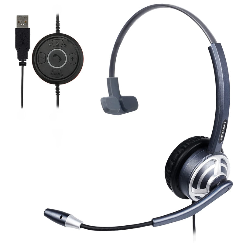  [AUSTRALIA] - Jaracom USB Headset with Noise Canceling Microphone, PC Headphone with Status Indicator Mic Mute and Volume Control for Skype Chat Teams Zoom Lync