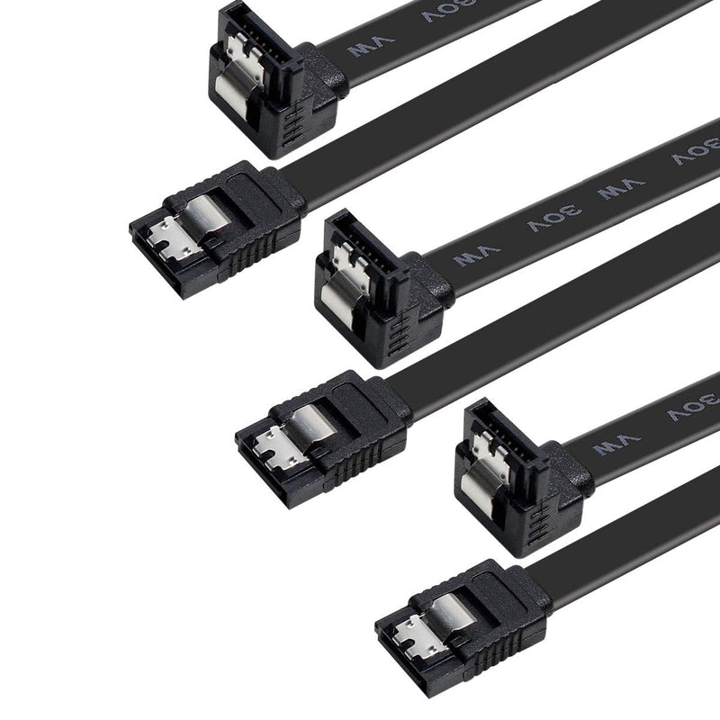  [AUSTRALIA] - BENFEI SATA Cable III, 3 Pack SATA Cable III 6Gbps 90 Degree Right Angle with Locking Latch 18 Inch for SATA HDD, SSD, CD Driver, CD Writer - Black 180-90 degree