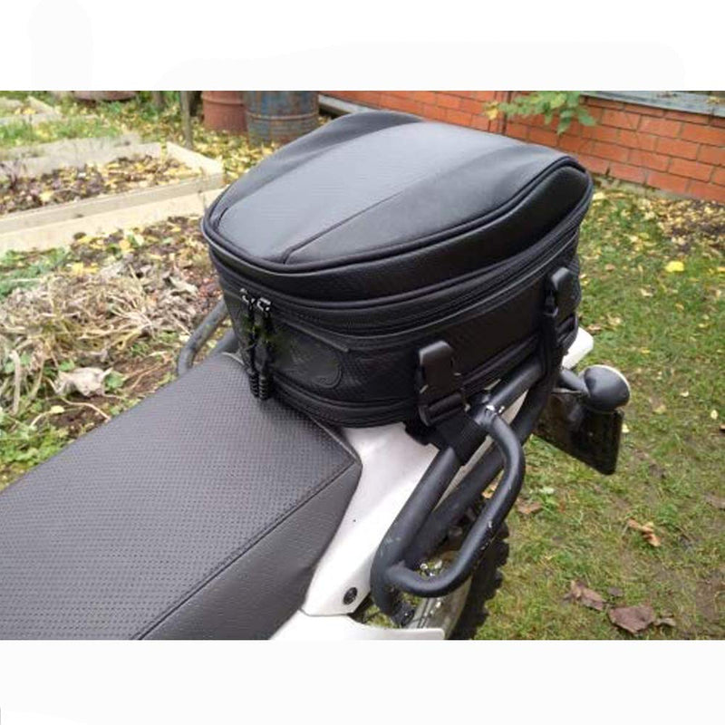  [AUSTRALIA] - Motorcycle Tail Bag Waterproof Luggage Bag Seat Bag Motorbike Saddle Bags Multifunctional PU Leather Bike Bag Sport Backpack,15 Liters black