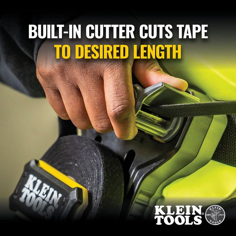  [AUSTRALIA] - Klein Tools 450-900 Cable Management, Hook and Loop Dispenser with 12-Foot x 3/4-Inch Tape Roll, Cuts Custom Length Cable Tie Strips, Black
