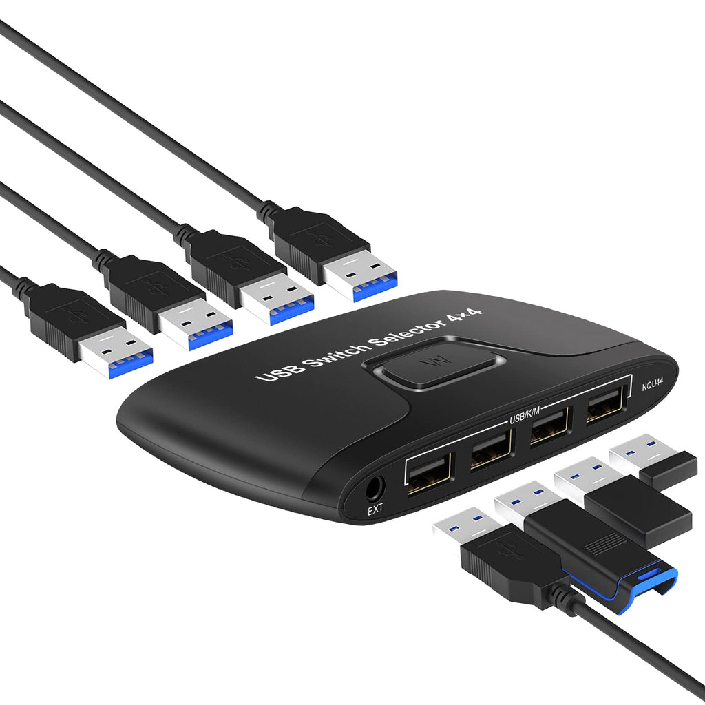  [AUSTRALIA] - USB Switch Selector USB 2.0 KVM Switcher Box Hub 4 Computers Sharing 4 USB Devices for Mouse, Keyboard, Scanner, Printer with a Desktop Controller and 4 Pack USB A to A Cable