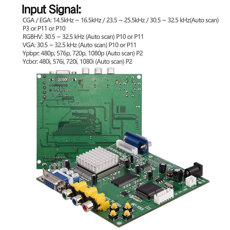  [AUSTRALIA] - Zerone CGA/EGA/YUV/RGB to VGA Arcade Game HD Video Converter Adapter Board for CRT LCD PDP Monitor, with True Digital 24-Bit A/D Converter
