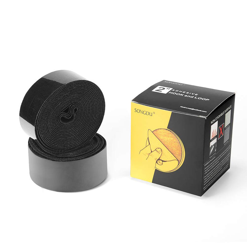  [AUSTRALIA] - GOHOOK 2 Inch Adhesive Black Hook and Loop Tape - 5 Yards, Heavy Duty Strips/Industrial Strength Sticky Fastener 1