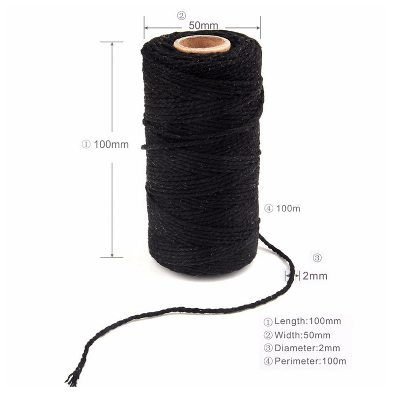  [AUSTRALIA] - 656 Feet Cotton Baker's Twine Spool 10 Ply,Crafts Twine String for DIY Crafts and Gift Wrapping (Black+White) Black+white