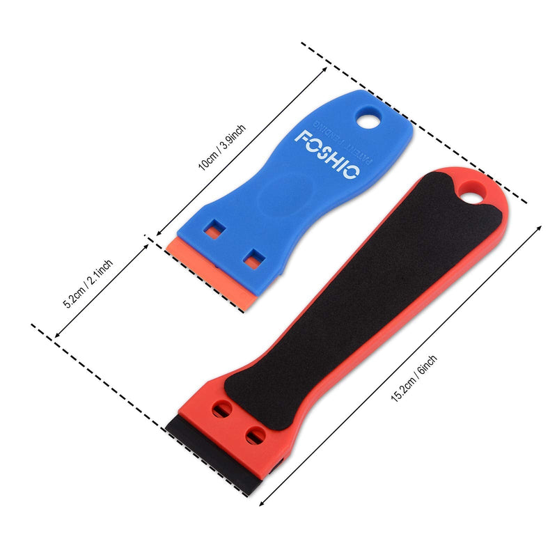  [AUSTRALIA] - FOSHIO 6 Inch Plastic Scraper with 20 PCS Plastic Razor Blades, Scraper Tool for Sticker, Gasket, Label Remover (Red) Red