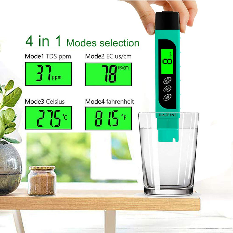 【2021 Upgraded】TDS Meter Water Quality Tester,HASFINE Digital Conductivity Meter 3 in 1 TDS,EC and Temperature Meter, Accuracy Testing Pen 0-9999 PPM Meter for Drinking Water, Aquariums,Pool and More Blue - LeoForward Australia