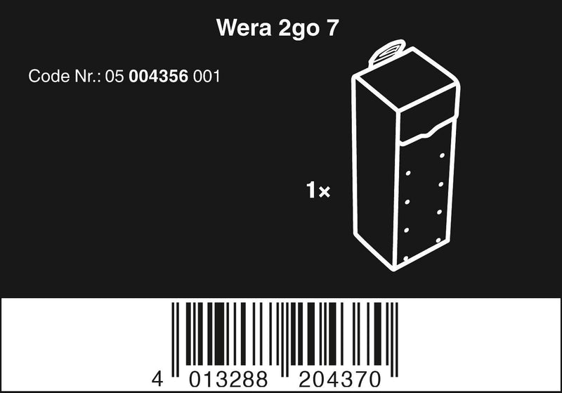  [AUSTRALIA] - Wera 05004356001 2GO 7 High Tool Box, 100 x 105 x 300 mm, Black