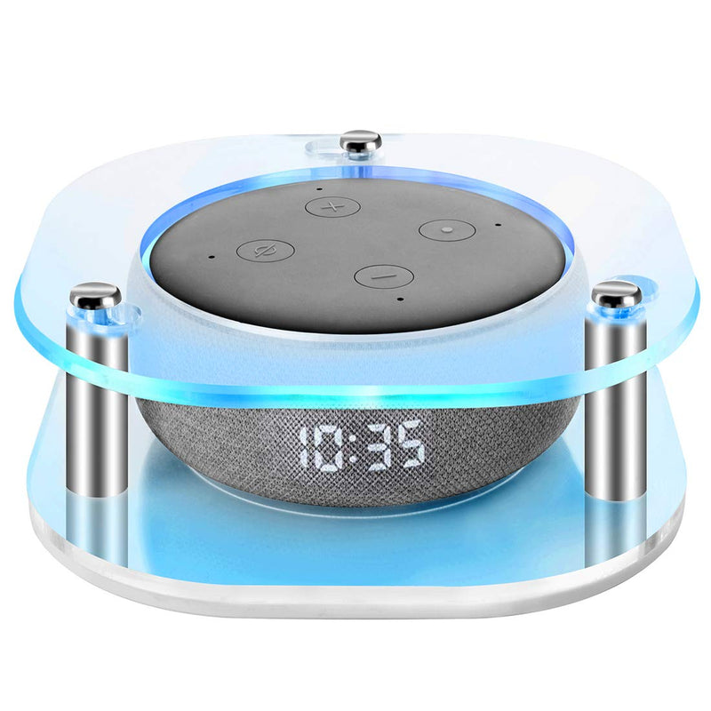  [AUSTRALIA] - Geekria Acrylic Clear Case Compatible with 2019 Echo Dot (3rd Gen) Smart Speaker with Clock, Ceiling Wall Mount Speaker Stand Stable Guard Holder (Rounded Square) Rounded Square