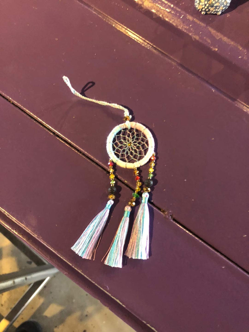  [AUSTRALIA] - Dream Catcher – Handmade Dream Catcher Accessory with Beads – Simple and Colorful Dream Catcher for Bag, Rear Mirror, Keychain – 6.7-inch Dream Catcher with Tassels – Fun and Stylish Accessory (Blue) Blue