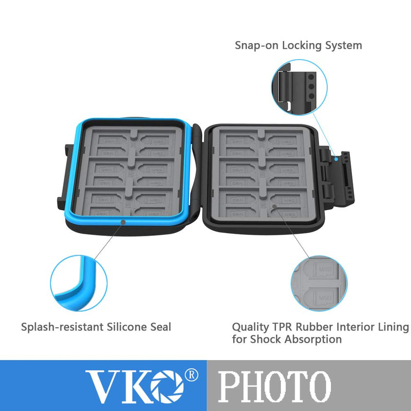 VKO SD SDHC SDXC Micro SD TF Memory Card Case Holder Organizer Carrying Box Keeper,Shockproof Storage Protector Cover for Computer Camera Media 12 SD Cards(36 Slots) - LeoForward Australia