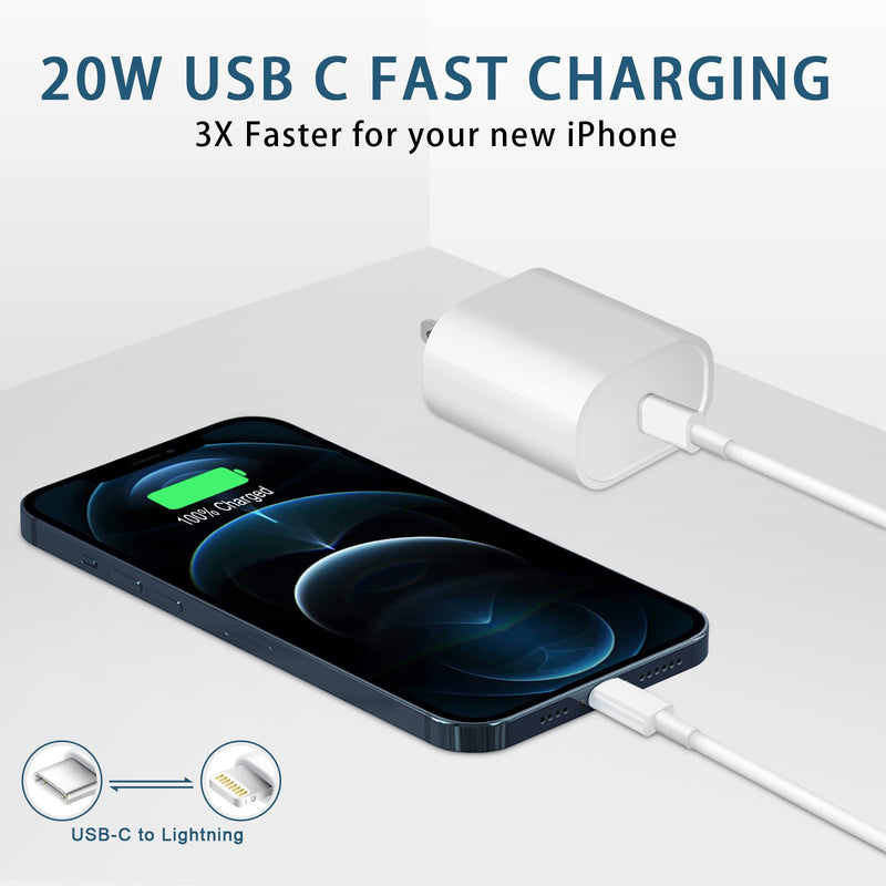  [AUSTRALIA] - iPhone 13 12 11 Charger Fast Charging, 【Apple MFi Certified】2-Pack 20W USB C Fast Charger with 6FT USB C to Lightning Cable Compatible with iPhone 13/12/11/Xs/8, iPad, AirPods Pro and More