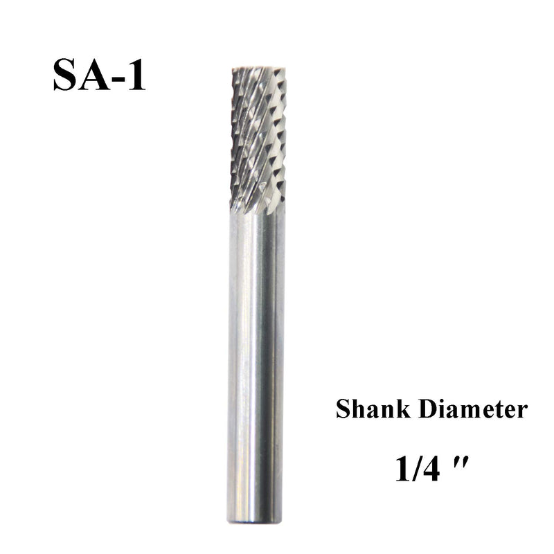 SA-1 Solid Tungsten Carbide Burr Rotary File Cylindrical Shape Double Cut for Die Grinder Drill Bits 1/4'' Inch Diameter of Shank and Cutter 5/8'' Inch Cutter Length - LeoForward Australia