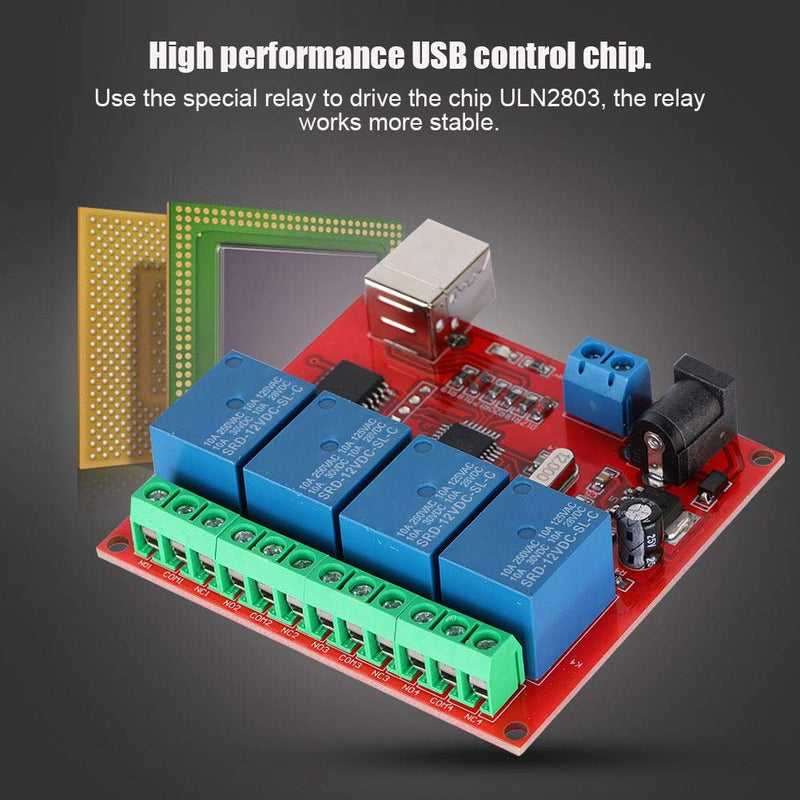  [AUSTRALIA] - Diyeeni 4-Channel 12V USB Control Switch Relay Module, Relay Board Computer Smart Switch Controller, PC Relay Module Expansion Board, Relay Board for Automation