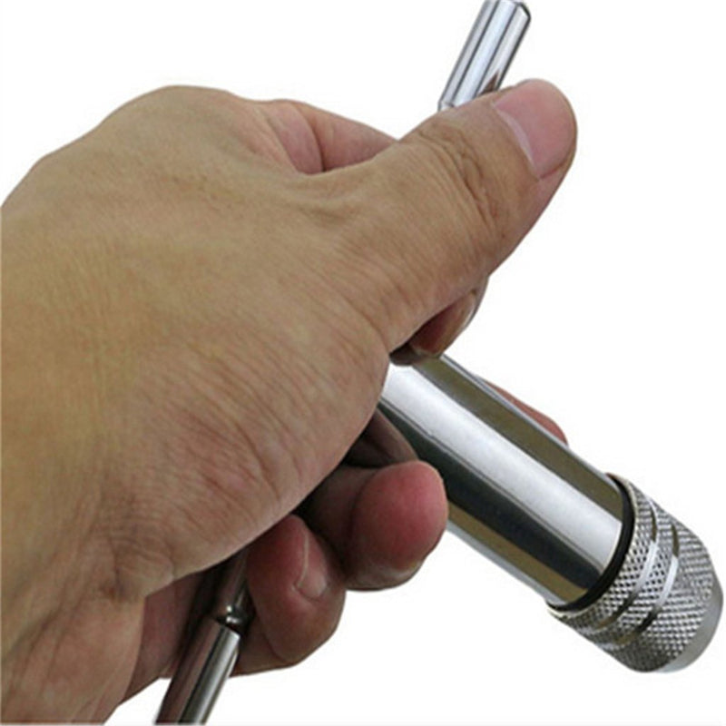  [AUSTRALIA] - Rocaris Adjustable T-Handle Ratchet Tap Holder Wrench + 5pcs M3-M8 Machine Screw Thread Metric Plug Tap