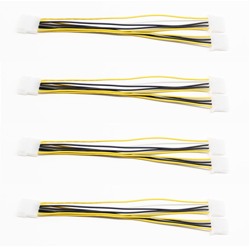  [AUSTRALIA] - XIWU (4 Pack) Molex 4Pin Power Supply Y Splitter Cable 2 Female to 1 Male Internal Power Extension Cable