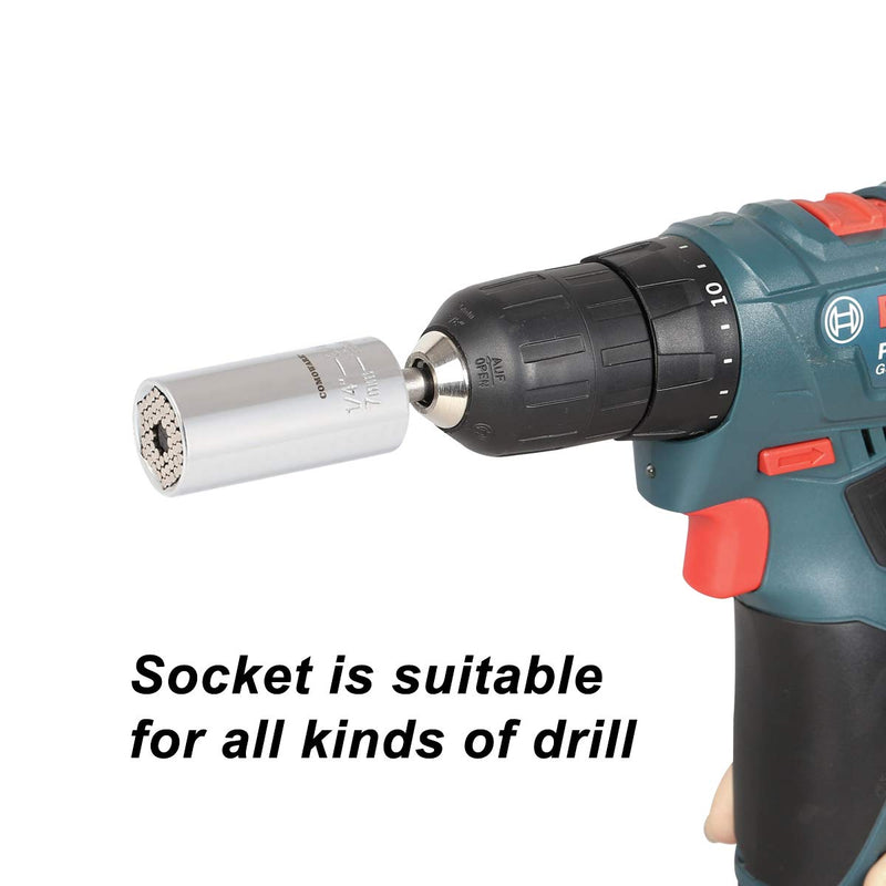  [AUSTRALIA] - COMOWARE Universal Socket - 1/4” - 3/4”（7mm-19mm）Super Socket Multi Universal Socket Grip Wrench Set Handy Tools Set with Power Drill Adapter, 2Pcs