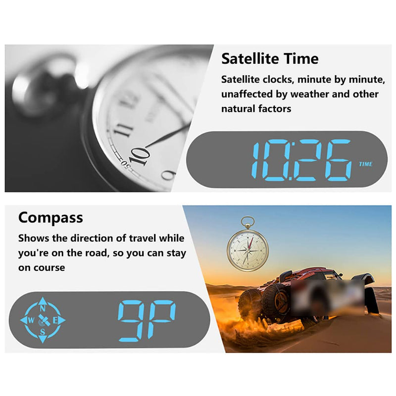  [AUSTRALIA] - Digital GPS Speedometer, Car Universal HUD Head Up Display with Speed MPH,with Driving Distance, Direction, Clock, Overspeed Alarm Function, Suitable for All Vehicle