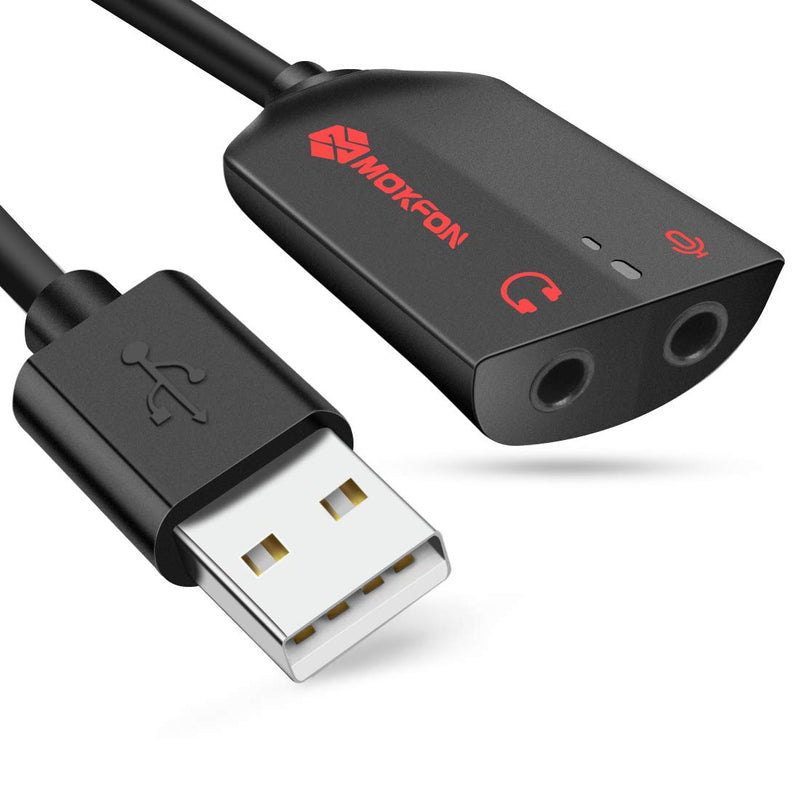  [AUSTRALIA] - MOKFON USB Audio Adapter Support Windows,Mac,Linux. USB External Stereo Sound Card with 3.5mm Jack Headphone and Microphone for PC,Laptop,Desktop,Switch,PS4,etc. Plug and Play No Drivers Needed(Black