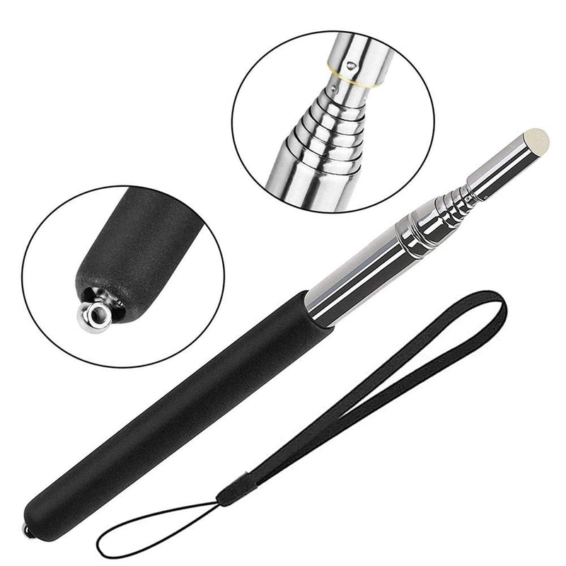  [AUSTRALIA] - Telescopic Pointer Stick with Hand Lanyard, Teacher Pointer for Classroom, Presentation Pointers for Teachers, Hand Pointer Extendable Pointer Stick Retractable Pointer Pen Whiteboard Pointer (Black) Black