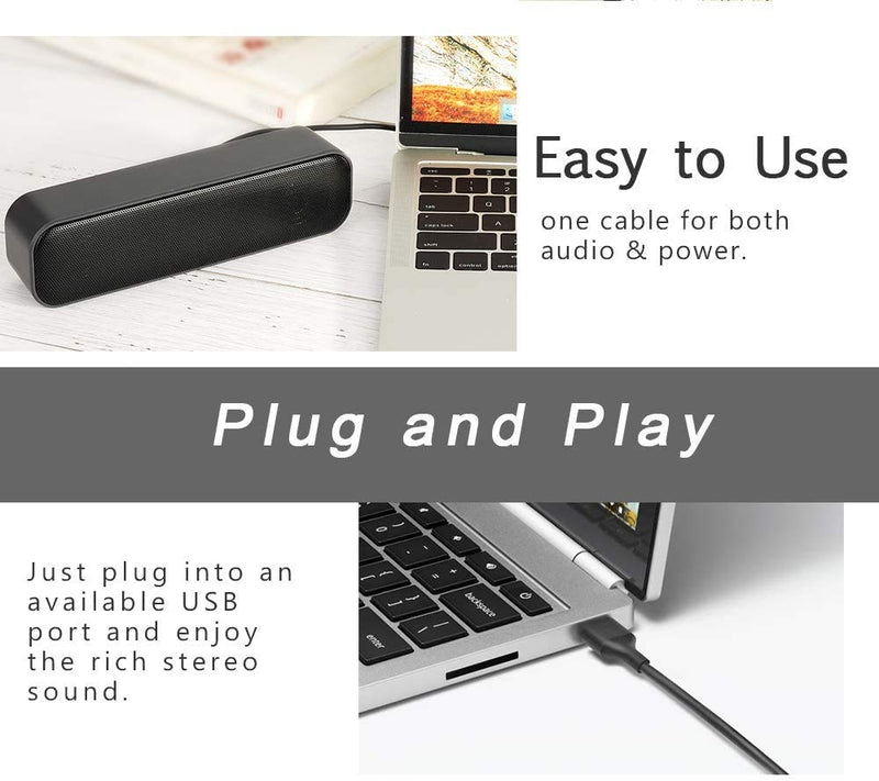  [AUSTRALIA] - HONKYOB USB Computer Speakers,Laptop Speakers Wired USB Powered,Portable Mini Sound Bar PC Speakers for Windows PC,Desktop Computer,Laptops and Checkout Counter with Stereo Sound H058