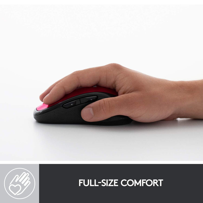  [AUSTRALIA] - Logitech M510 Wireless Computer Mouse – Comfortable Shape with USB Unifying Receiver, with Back/Forward Buttons and Side-to-Side Scrolling - Red