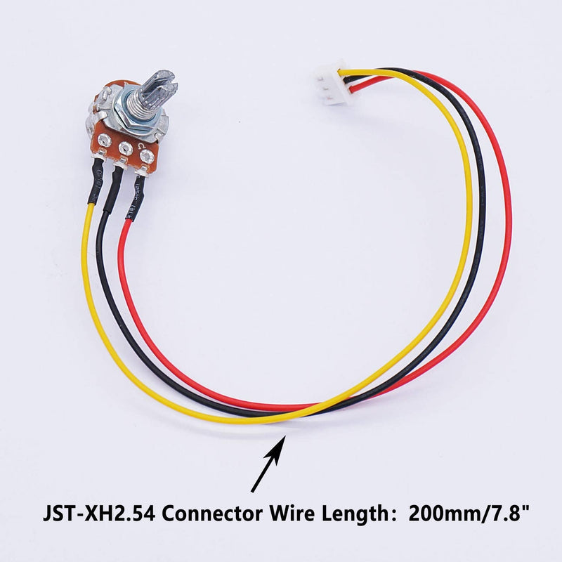  [AUSTRALIA] - TWTADE 3PCS 10K Ohm Linear Taper Adjustable Rotary Potentiometer Change Resistance WH148 B10K 3 Pin with XH2.54-3P Connector Wire Cable + Black Knob Cover Cap 148-10kBK