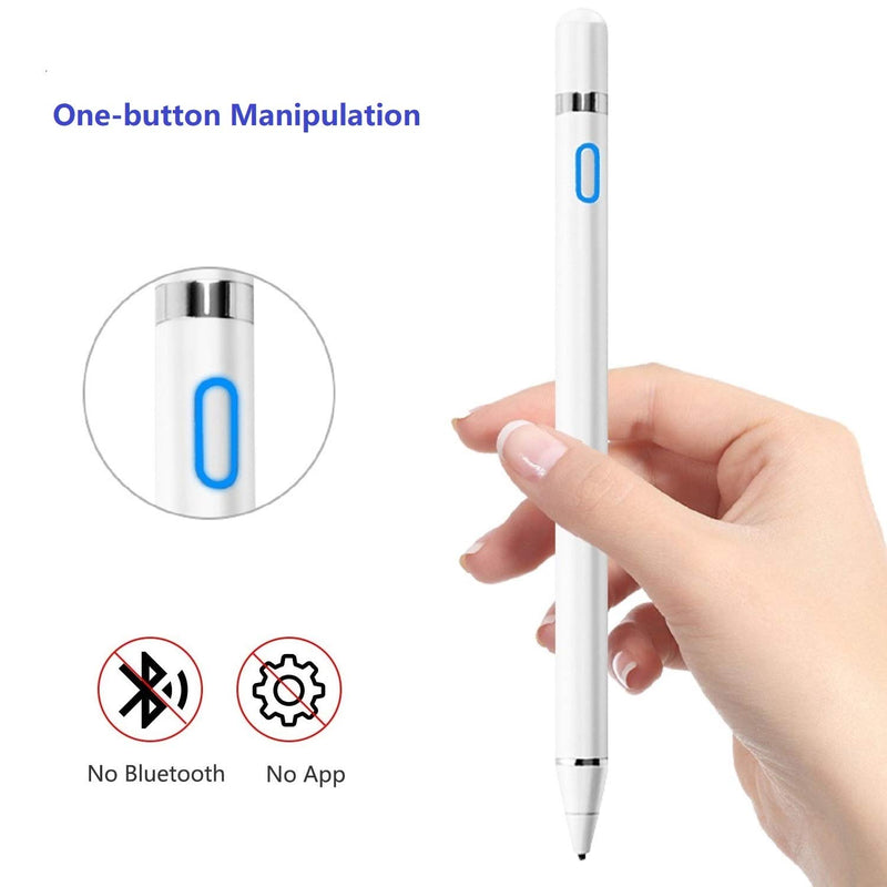 Stylus Pens for Touch Screens, Active Digital Pencil Compatible with iPad/iPad Pro/Air/Mini/iPhone/Other Tablet Drawing&Writing (White) White - LeoForward Australia
