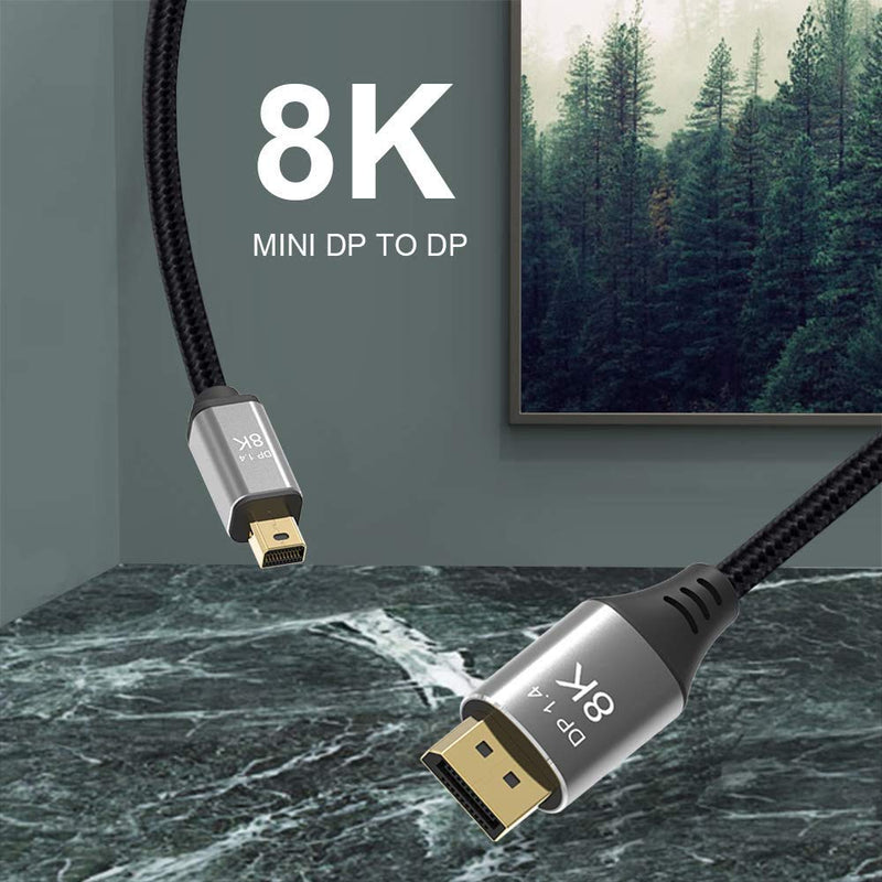  [AUSTRALIA] - CABLEDECONN 3M 10FT Mini DP to DisplayPort 8K Cable 8K(7680x4320)@60Hz 4K@144Hz DisplayPort 1.4 Bi-Directional Transmission DisplayPort to Mini DisplayPort 8K Cable