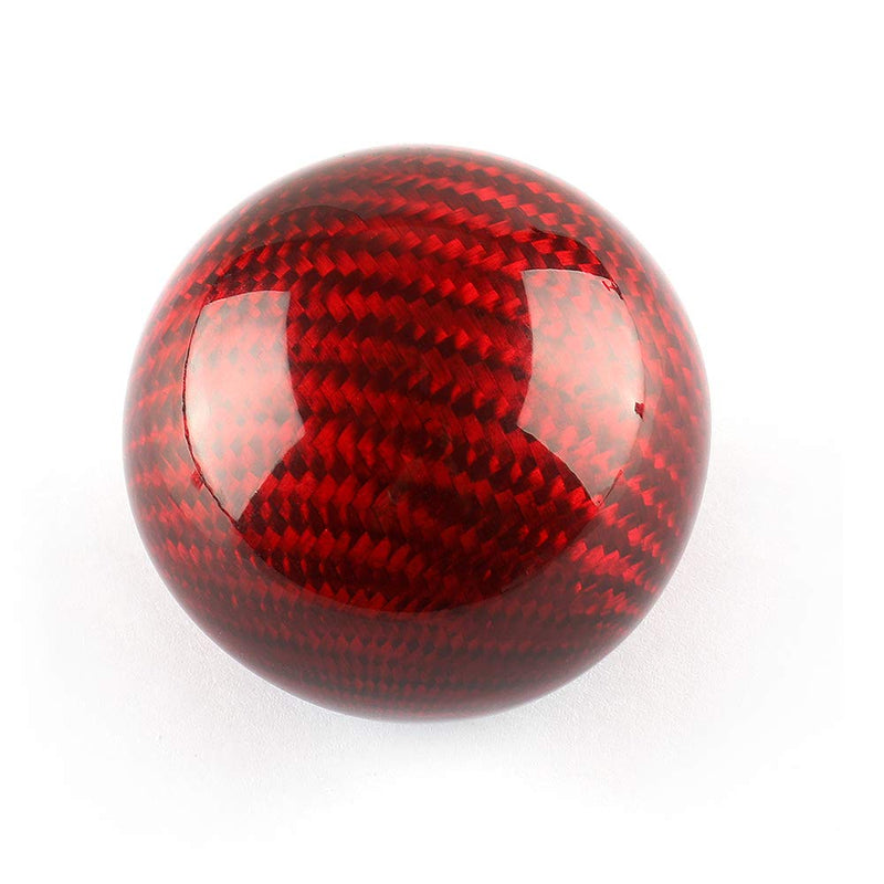  [AUSTRALIA] - Top10 Racing Carbon Fiber Style Gear Shift Knob Universal Shifter Knobs with 3 Adapters Stick Shifter Round Ball Red