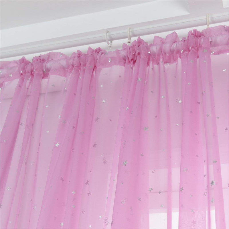  [AUSTRALIA] - Semi Sheer Voile Tulle Window Curtains Set of 2 Panels Starry Pink Gauze Rod Pocket Window Treatments Drapes and Curtains for Kids Girls Bedroom Living Room, 39" W x 63" L Color 2 39"x63"
