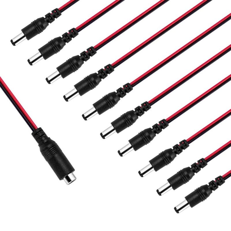  [AUSTRALIA] - DC Power Cable 12V 5A Plugs Male Female Connectors for CCTV Security Camera Pigtail Power Adapter Connectors (5.5mm x 2.1mm, 10 Pairs)