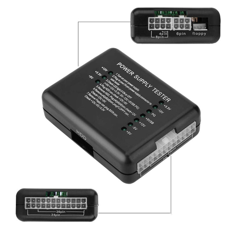  [AUSTRALIA] - Pomya Power Supply Tester Checker for Computer 20/24 Pin HDD SATA Floppy for Any Computer Technician